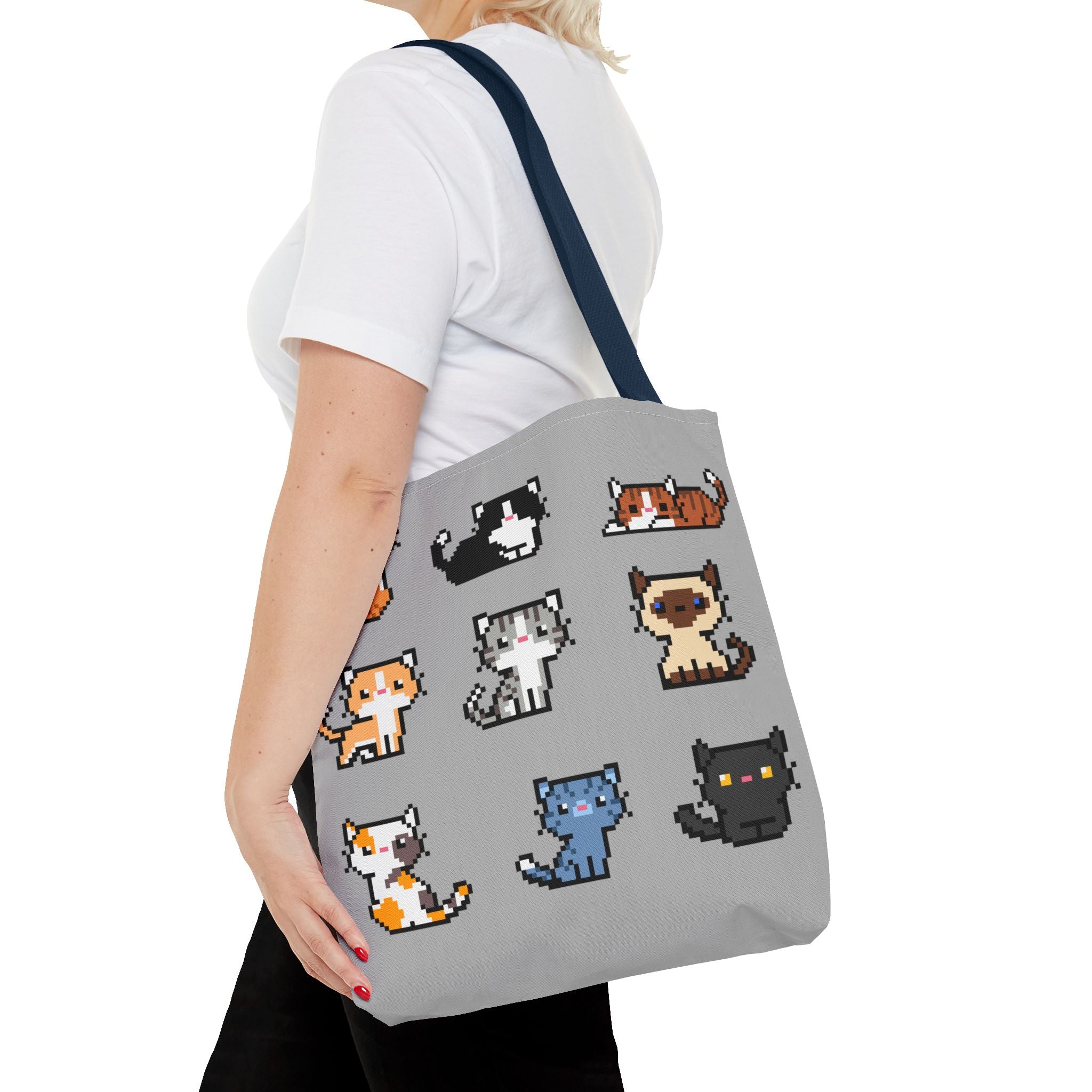 Cute Pixel Art Cat Tote Bag - Perfect for Cat Lovers & Everyday Use