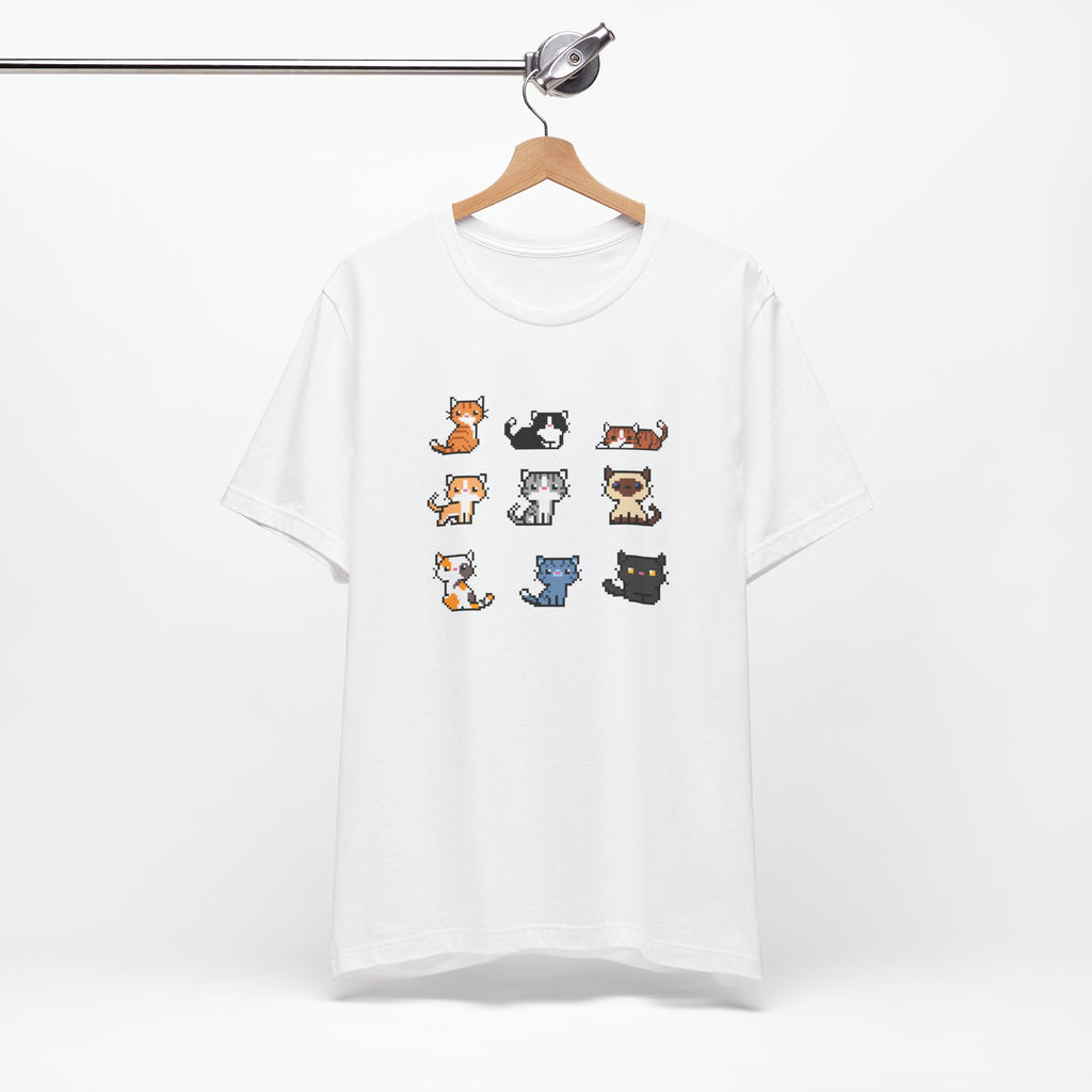 Cute Cat Pixel Art Unisex Short Sleeve Tee