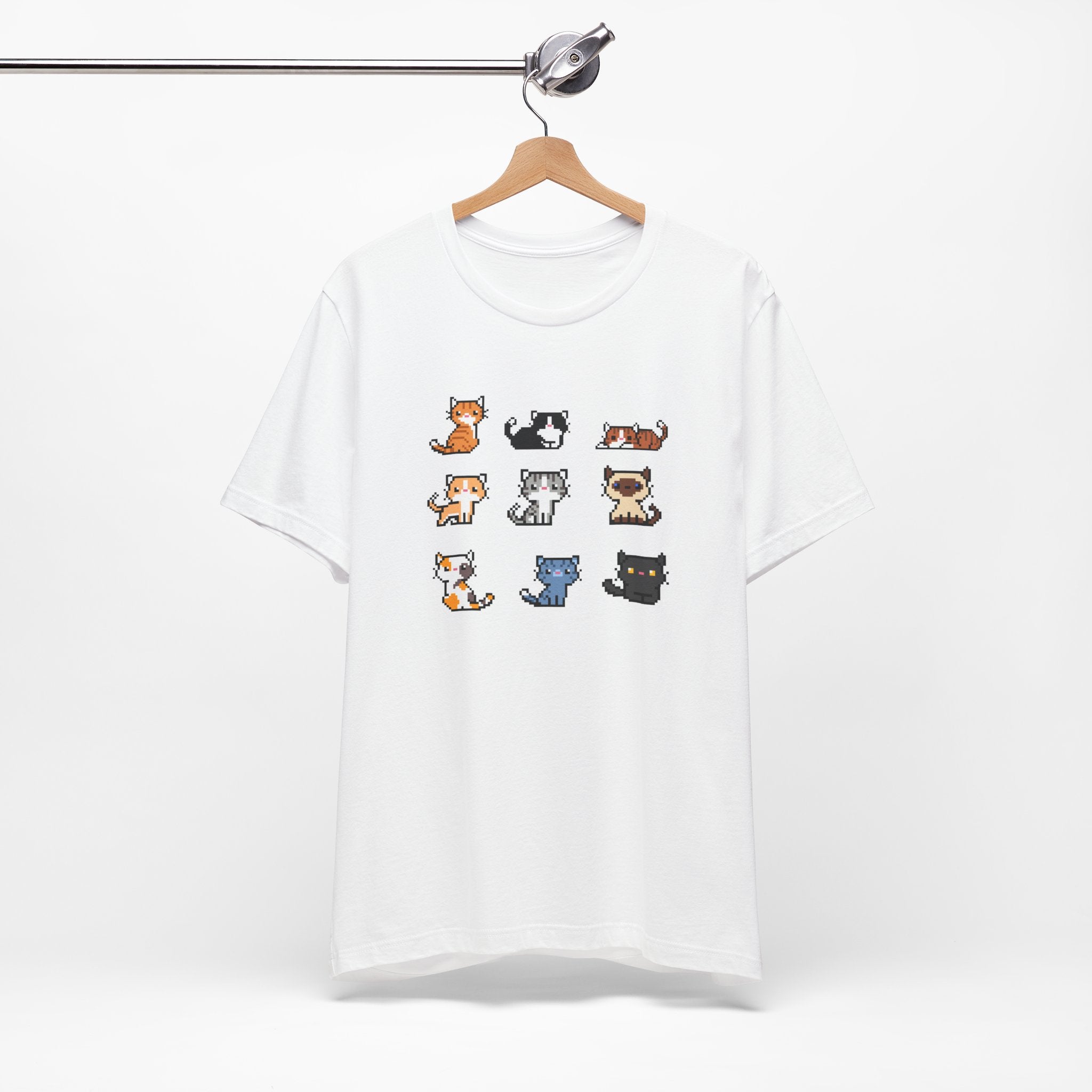 Cute Cat Pixel Art Unisex Short Sleeve Tee
