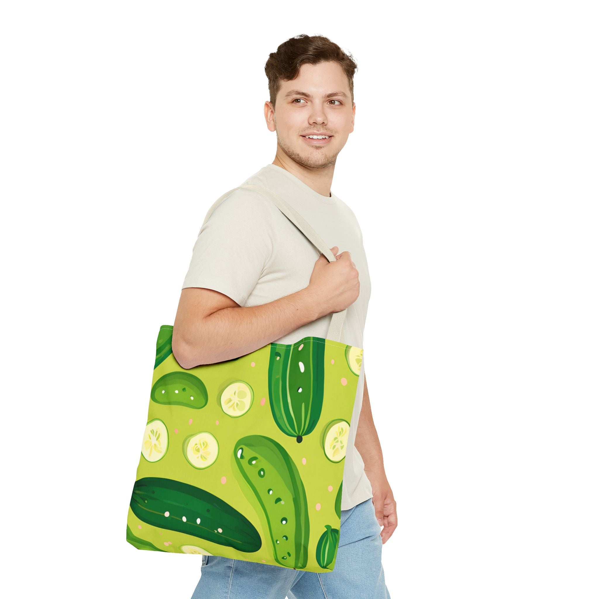 Pickles Pattern Tote Bag - Stylish Reusable Grocery & Beach Bag