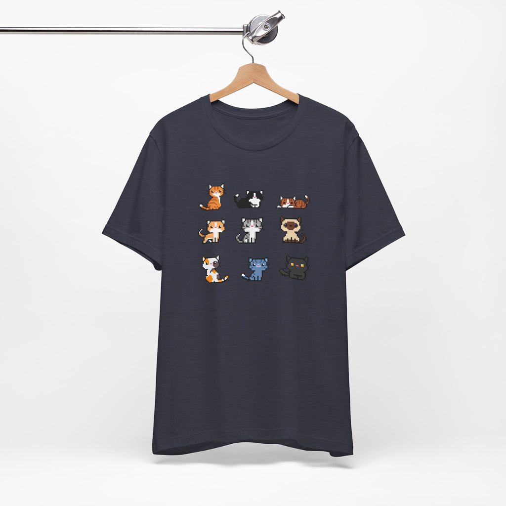Cute Cat Pixel Art Unisex Short Sleeve Tee