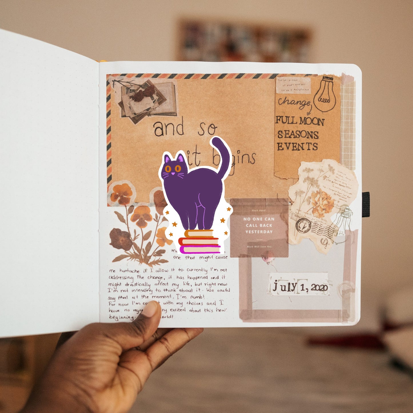 Black Cat on Books Sparkly Vinyl Sticker