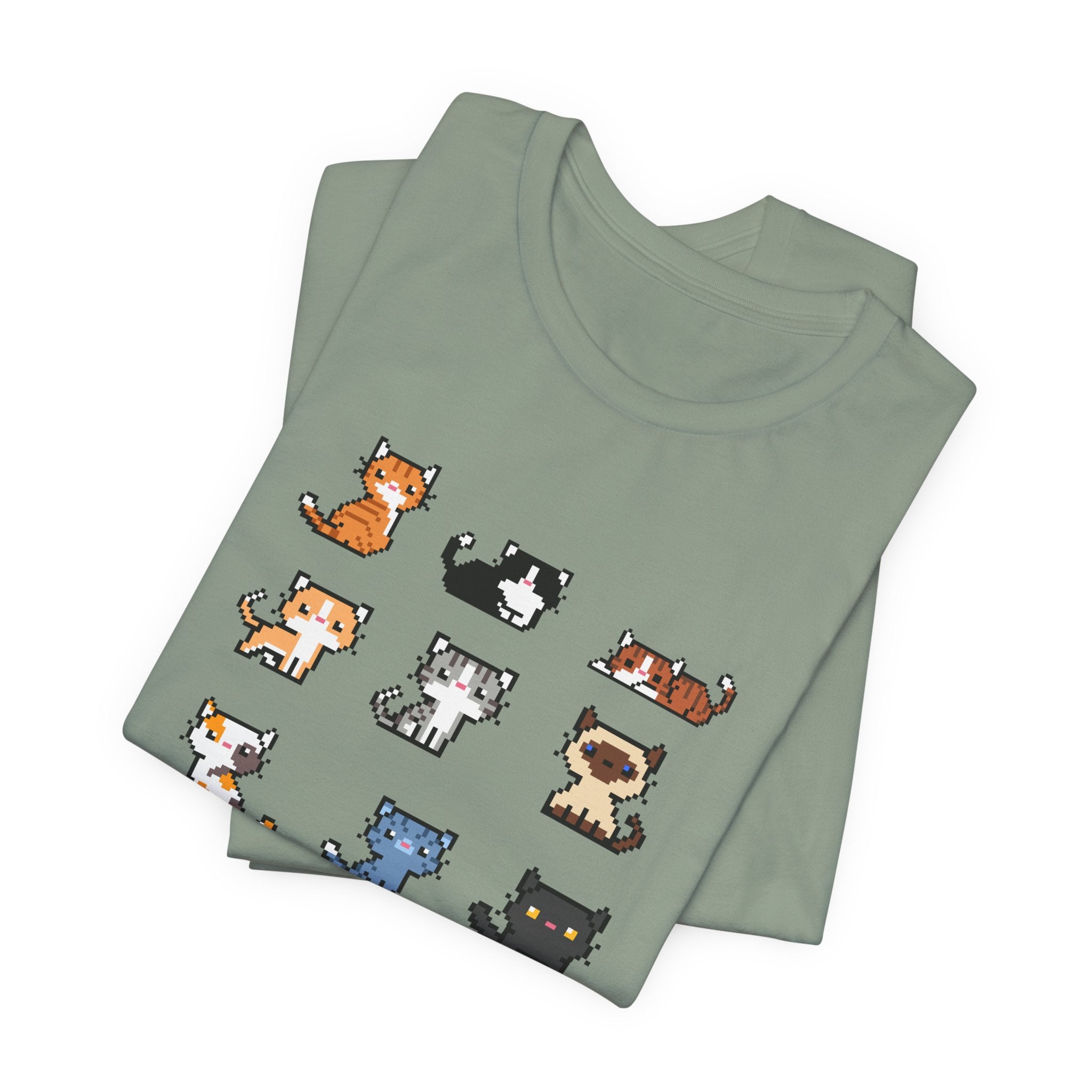 Cute Cat Pixel Art Unisex Short Sleeve Tee