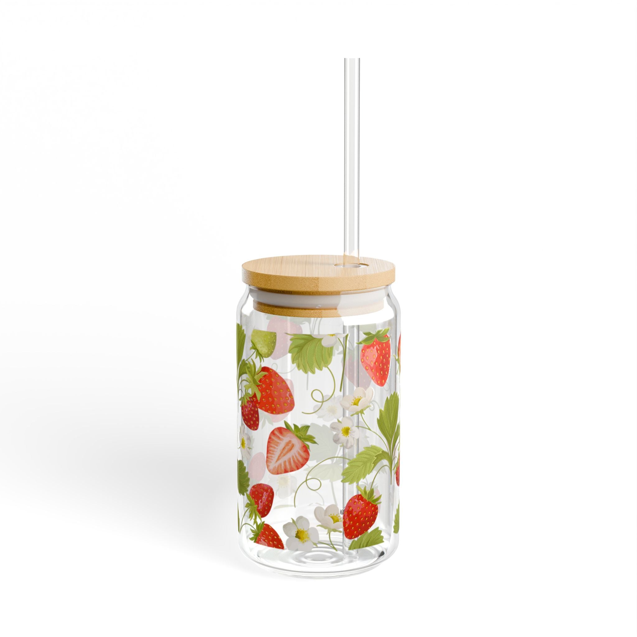 Strawberry Sipper Glass, 16oz - Perfect for Summer Gatherings, Eco-Friendly Drinkware, Picnic Accessory, Gift Idea, Kitchen Decor