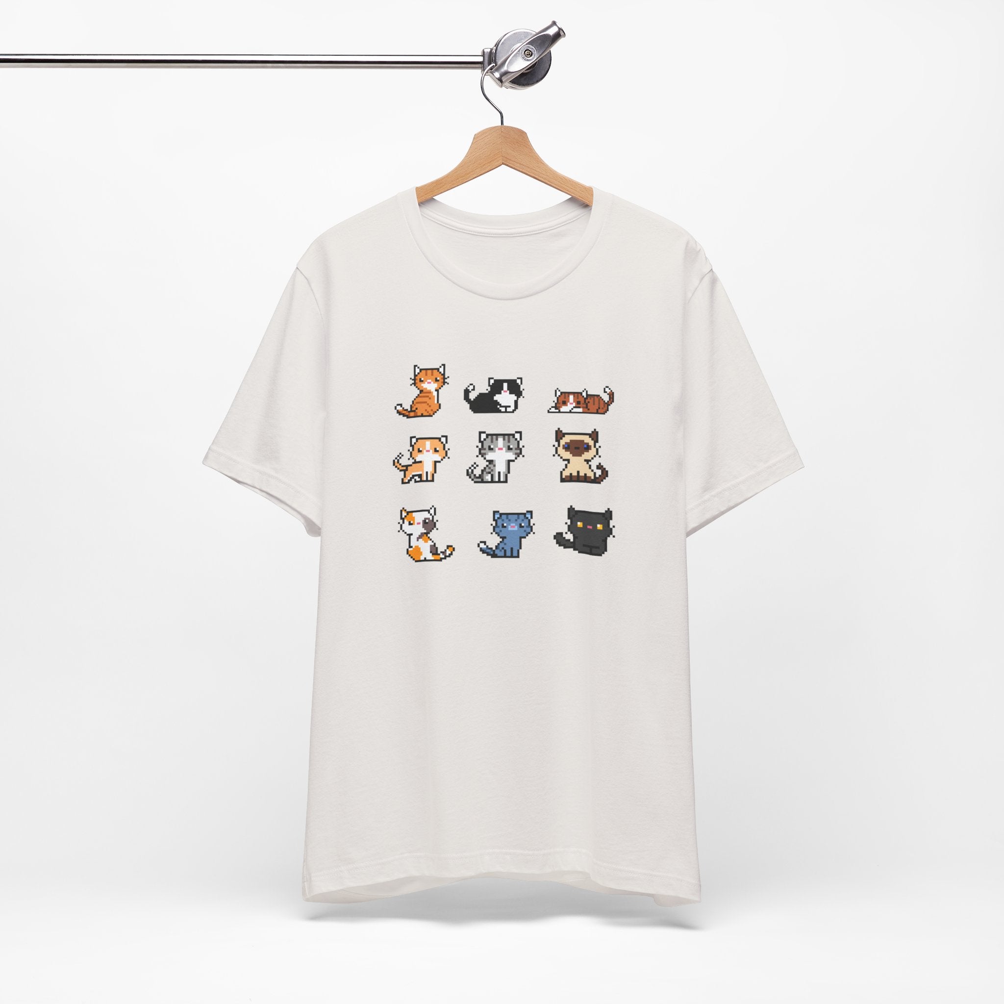 Cute Cat Pixel Art Unisex Short Sleeve Tee
