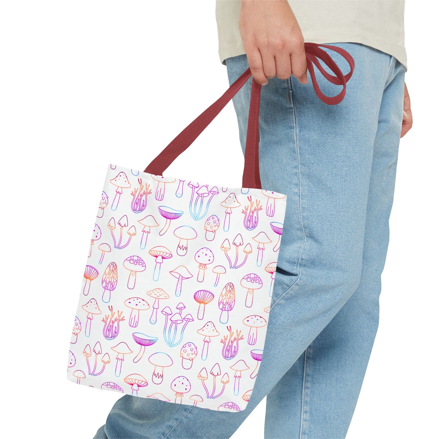 Colorful Mushroom Pattern Tote Bag - Eco-Friendly Grocery or Beach Tote