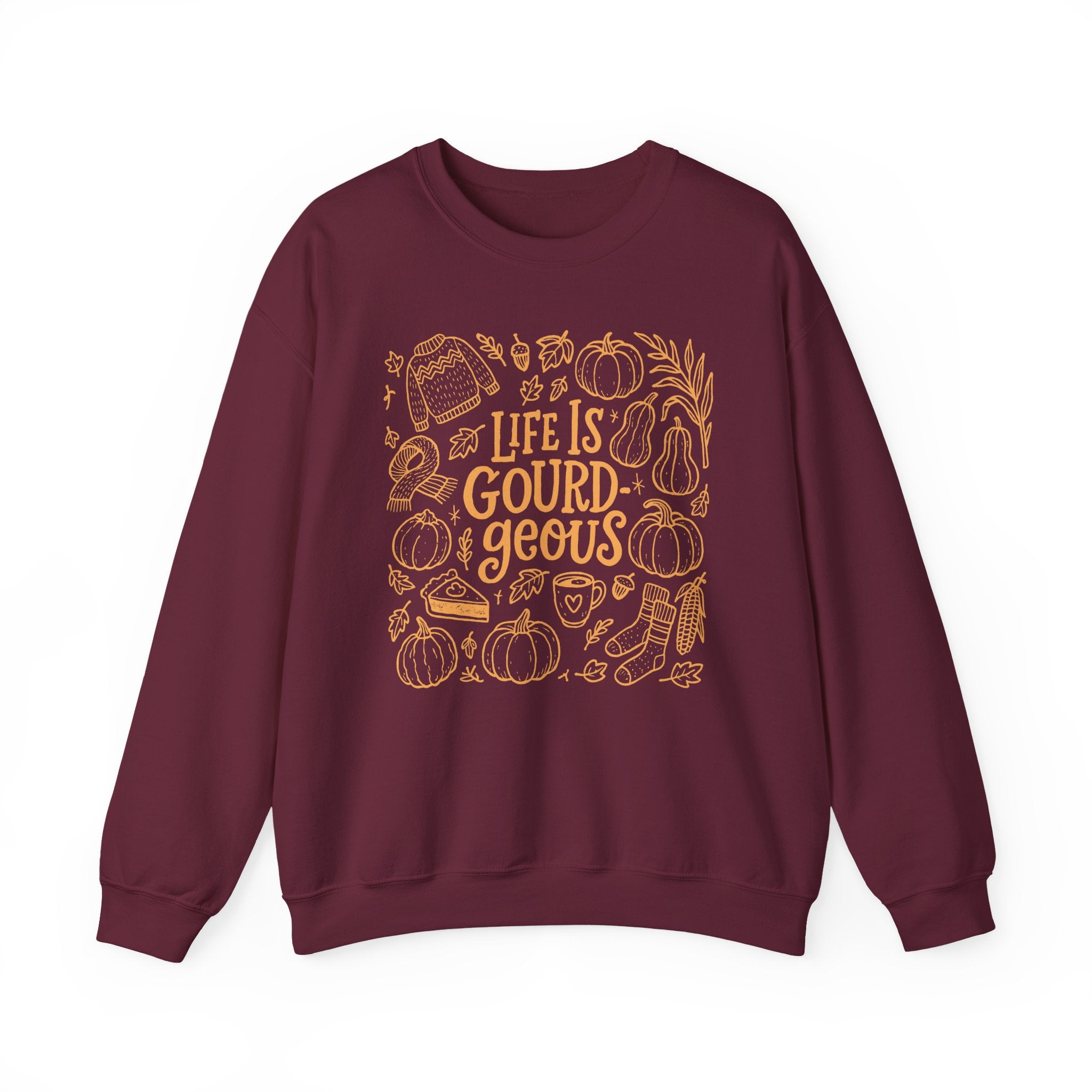 Fall-Themed Crewneck Sweatshirt - 'Life is Gourd-geous', Cozy Apparel, Autumn Outfit, Thanksgiving Gift, Harvest Season Wear
