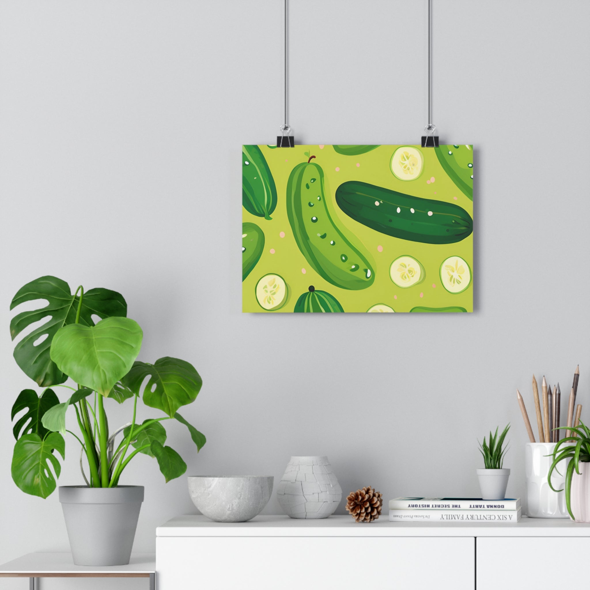 Whimsical Cucumber Giclée Art Print - Fun Kitchen Decor, Perfect for Food Lovers