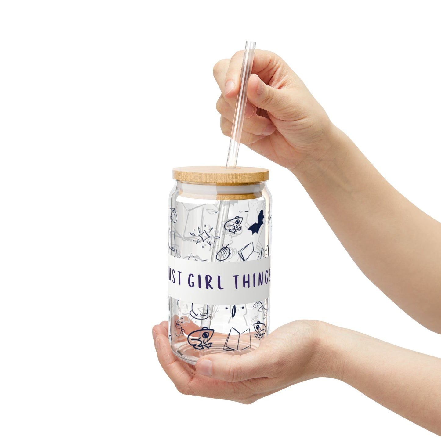 Just Girl Things Sipper Glass, 16oz