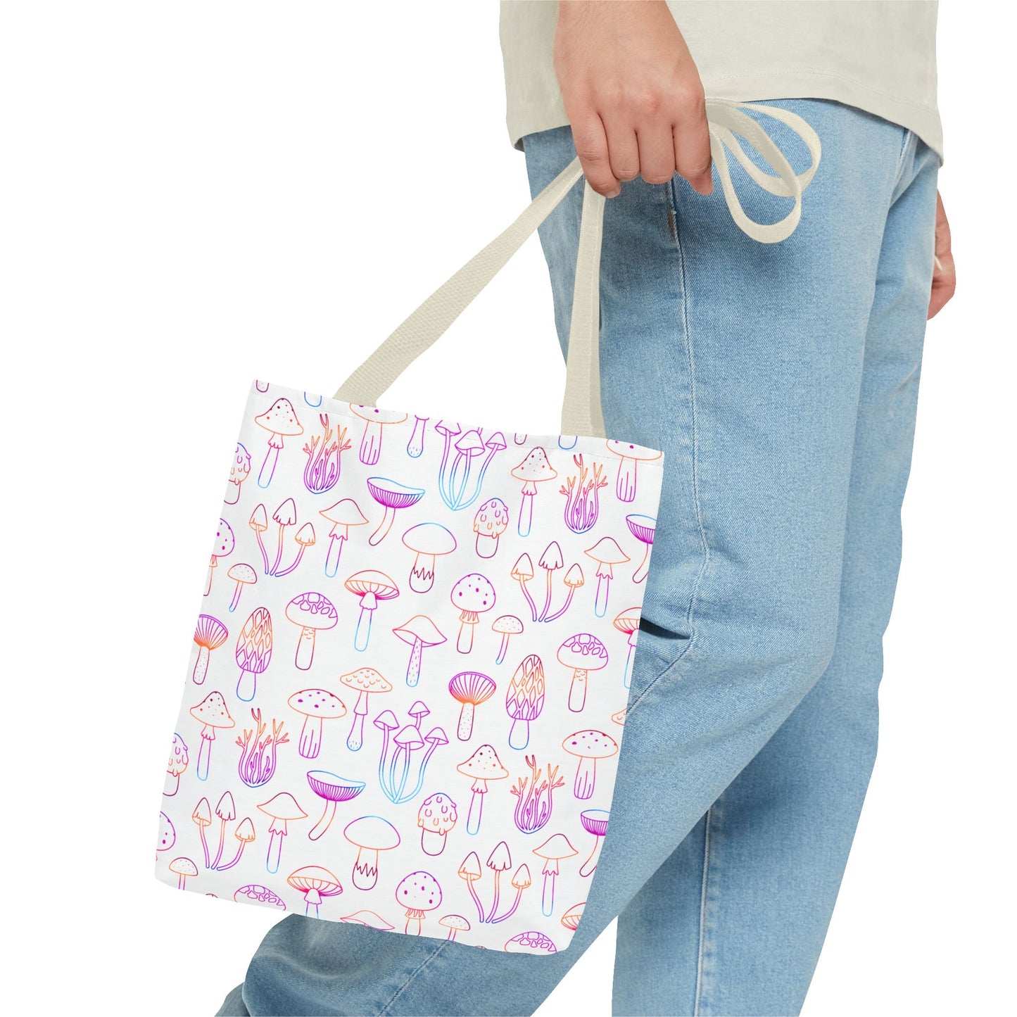 Colorful Mushroom Pattern Tote Bag - Eco-Friendly Grocery or Beach Tote
