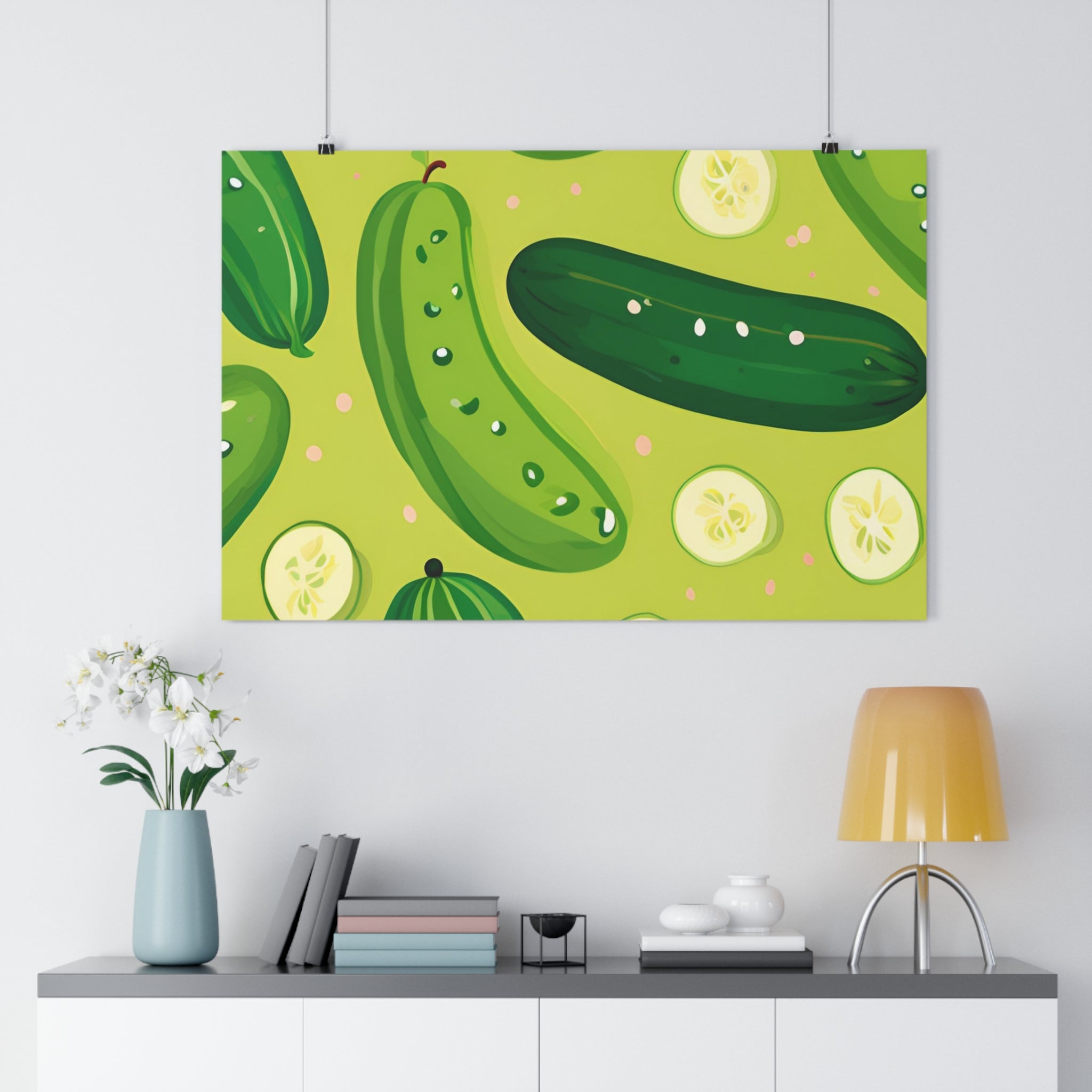Whimsical Cucumber Giclée Art Print - Fun Kitchen Decor, Perfect for Food Lovers