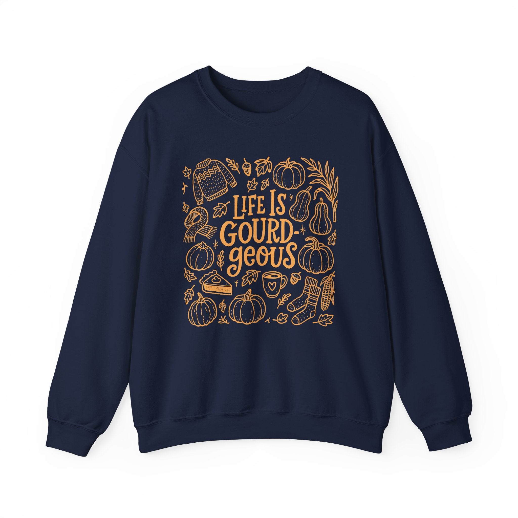 Fall-Themed Crewneck Sweatshirt - 'Life is Gourd-geous', Cozy Apparel, Autumn Outfit, Thanksgiving Gift, Harvest Season Wear