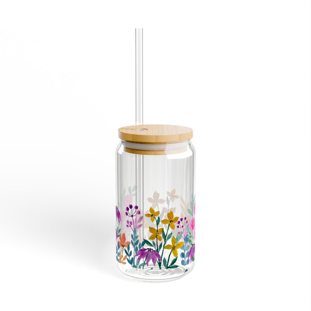 Floral Sipper Glass | 16oz Eco-Friendly Drinkware
