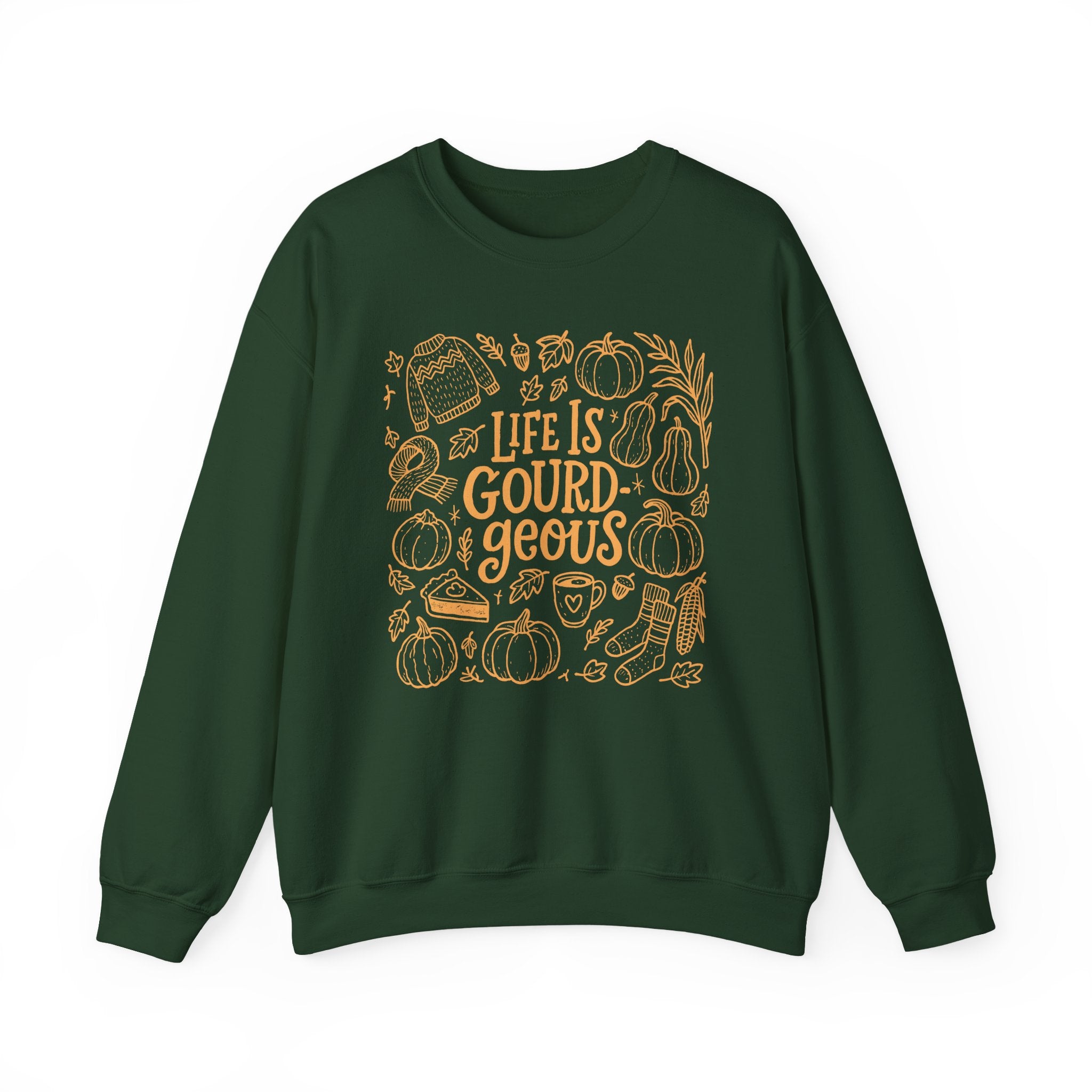 Fall-Themed Crewneck Sweatshirt - 'Life is Gourd-geous', Cozy Apparel, Autumn Outfit, Thanksgiving Gift, Harvest Season Wear