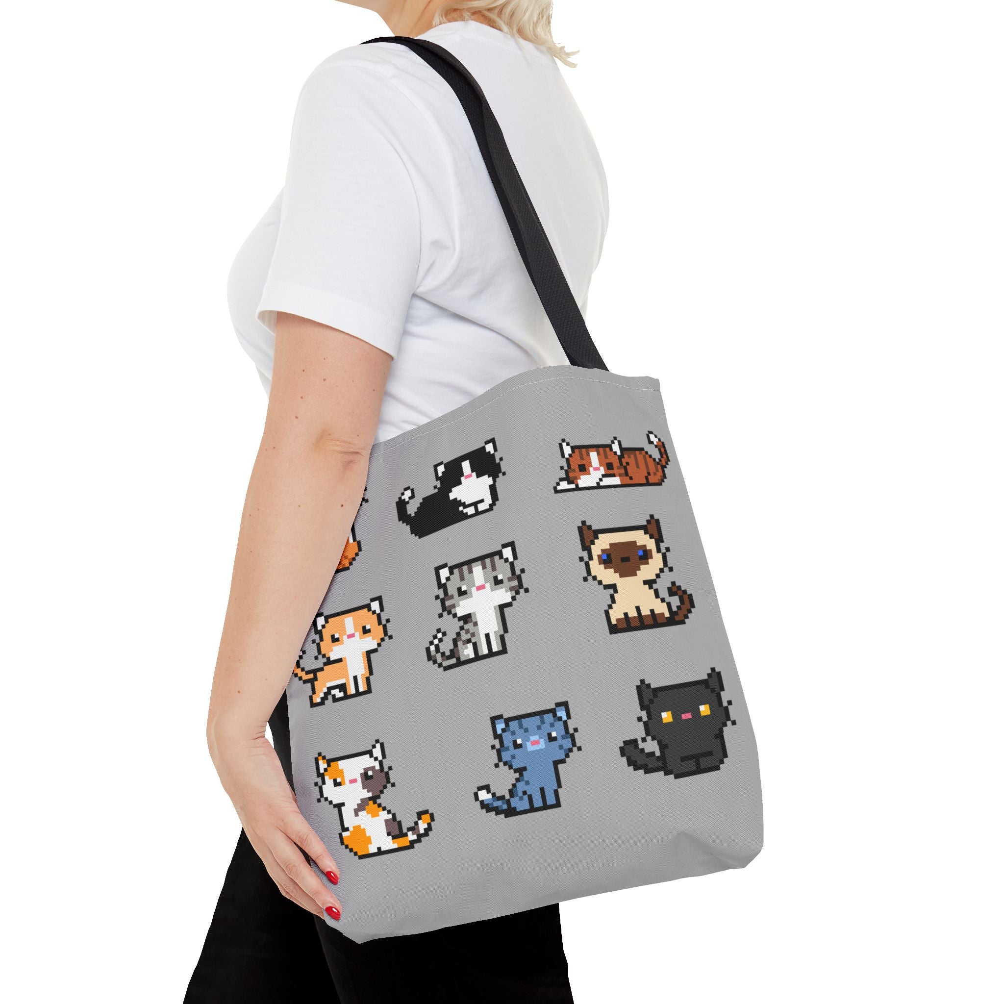 Cute Pixel Art Cat Tote Bag - Perfect for Cat Lovers & Everyday Use