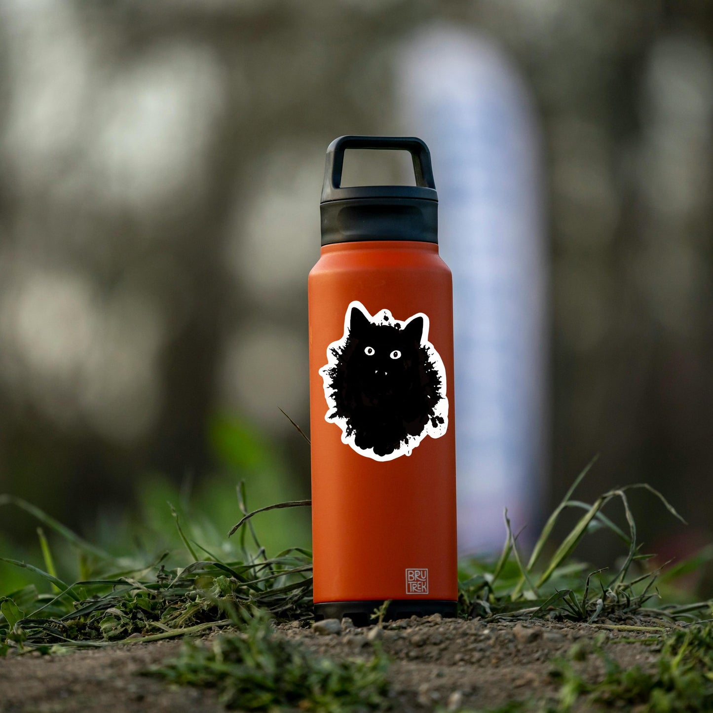 Black Cat Ink Splat- Vinyl Sticker Original Art