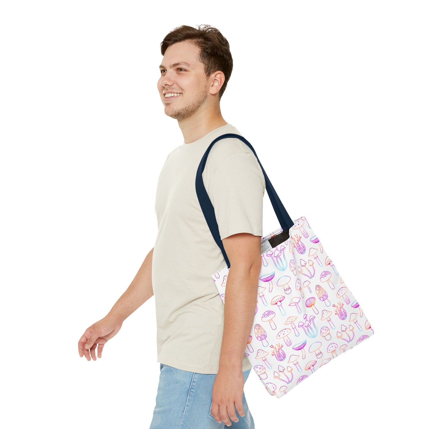 Colorful Mushroom Pattern Tote Bag - Eco-Friendly Grocery or Beach Tote