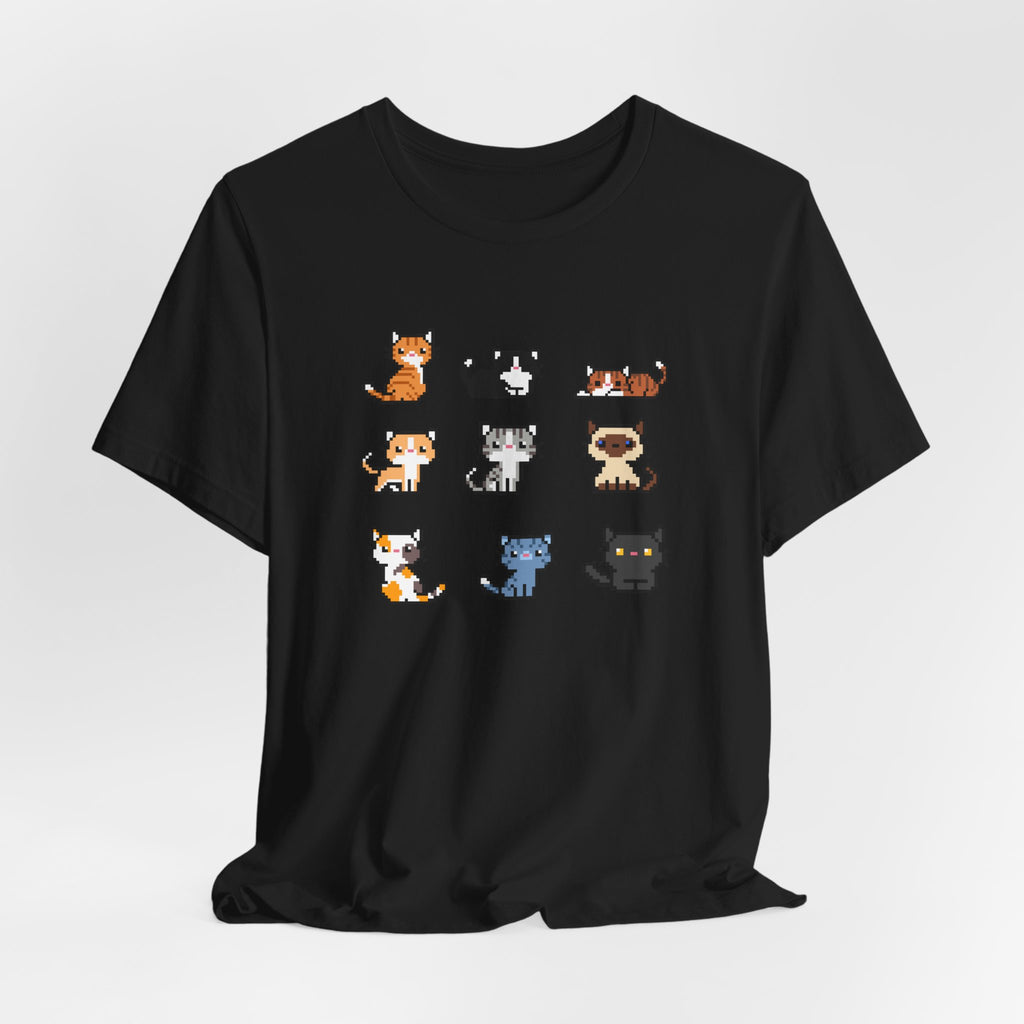 Cute Cat Pixel Art Unisex Short Sleeve Tee