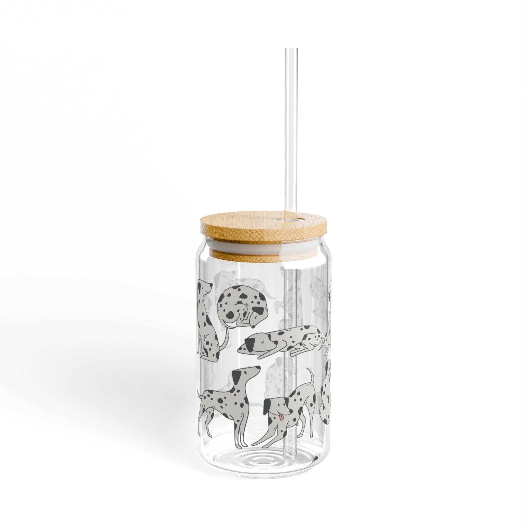 Dalmatian Sipper Glass | Cute Dog Lover Drinkware | Eco-Friendly, Gift for Pet Lovers, Summer Vibes, Home Decor, Fun Party Glass