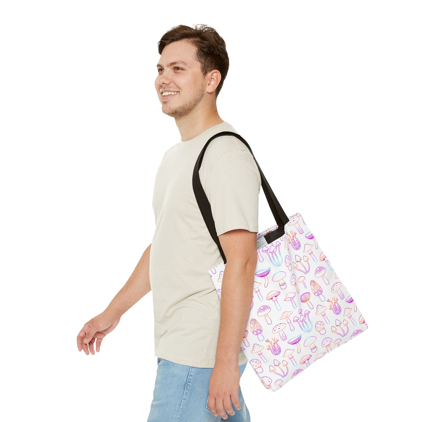 Colorful Mushroom Pattern Tote Bag - Eco-Friendly Grocery or Beach Tote