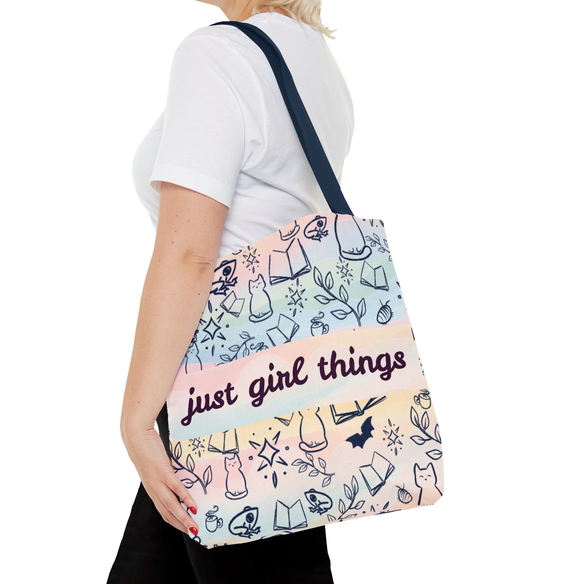 Just Girl Things Tote  "Cats, Books, Frogs & Bats? Yes, Please!"