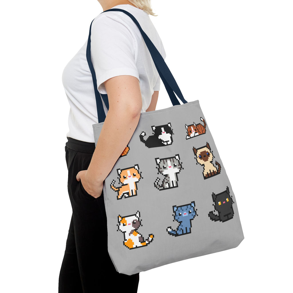 Cute Pixel Art Cat Tote Bag - Perfect for Cat Lovers & Everyday Use