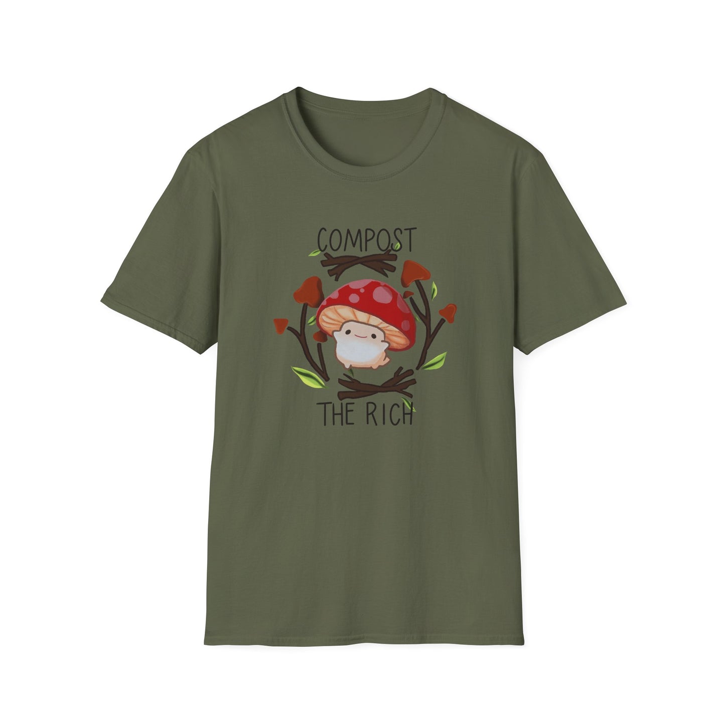 Compost The Rich T-Shirt | Mushroom Gnome Illustration, Eco Humor