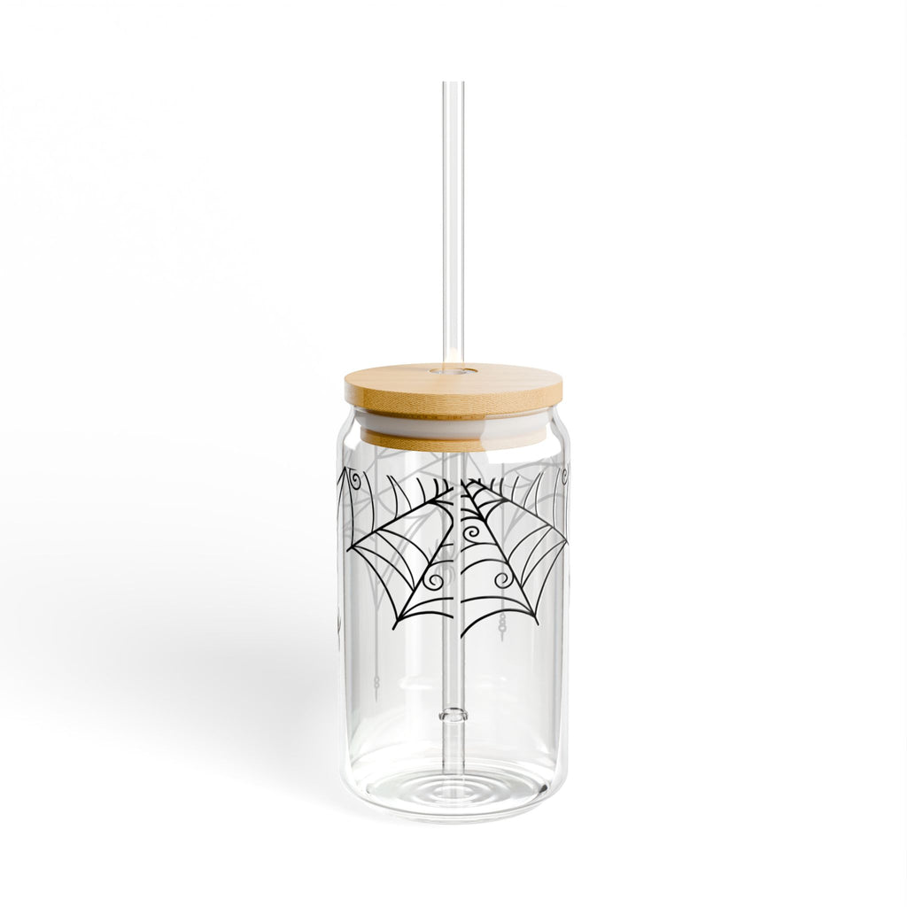 Halloween Spider Sipper Glass, 16oz with Bamboo Lid and Straw