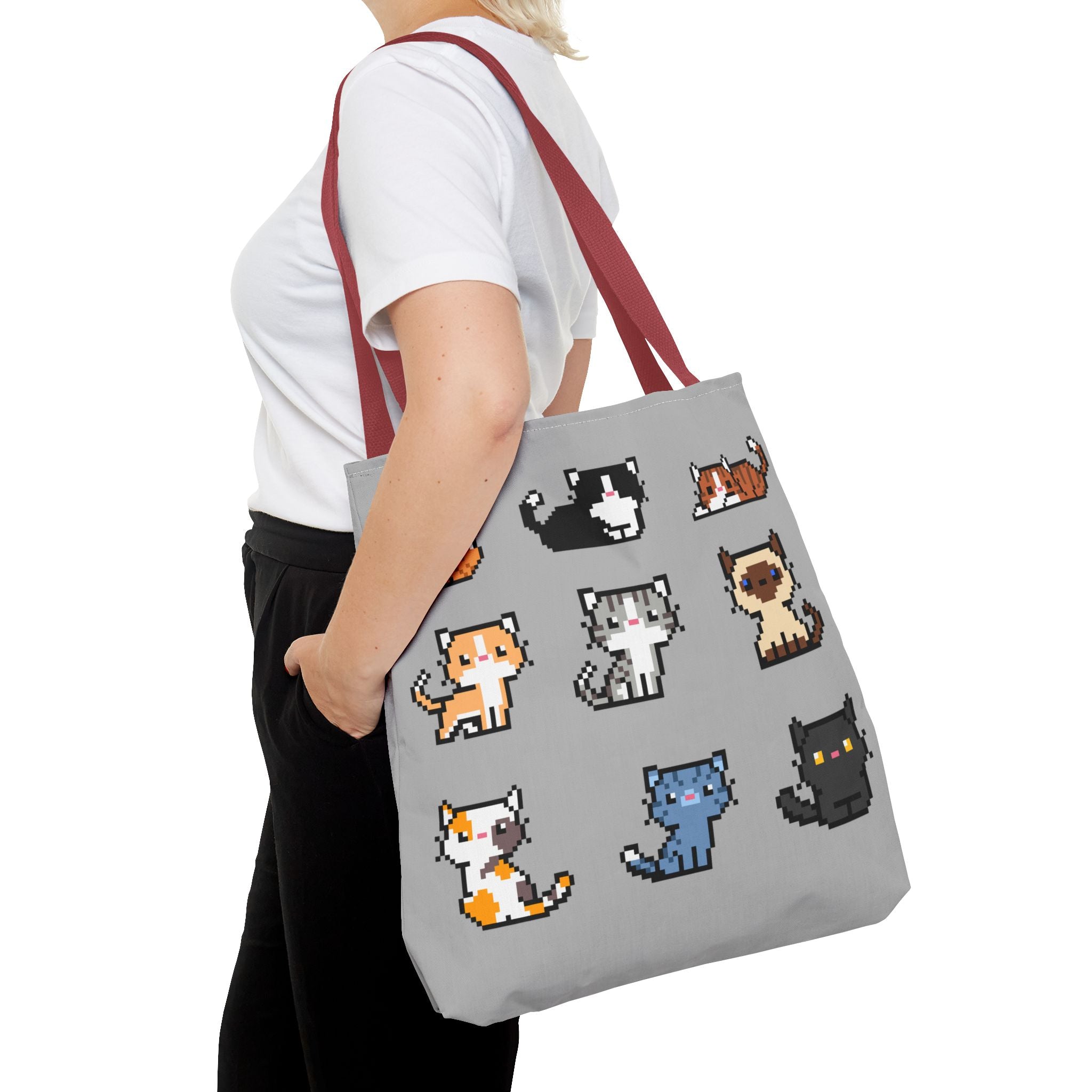 Cute Pixel Art Cat Tote Bag - Perfect for Cat Lovers & Everyday Use