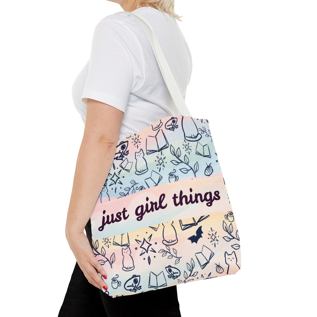 Just Girl Things Tote  "Cats, Books, Frogs & Bats? Yes, Please!"