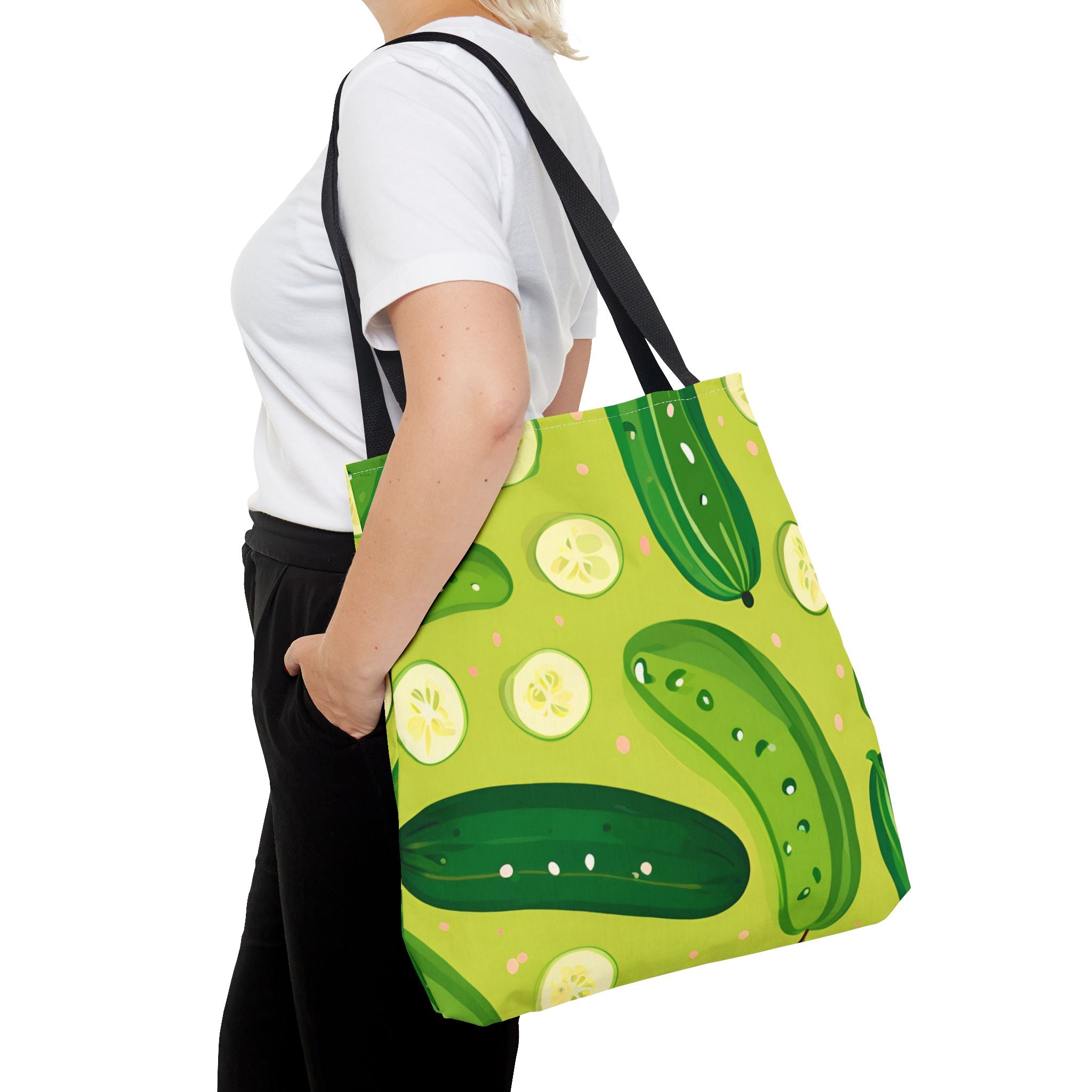 Pickles Pattern Tote Bag - Stylish Reusable Grocery & Beach Bag