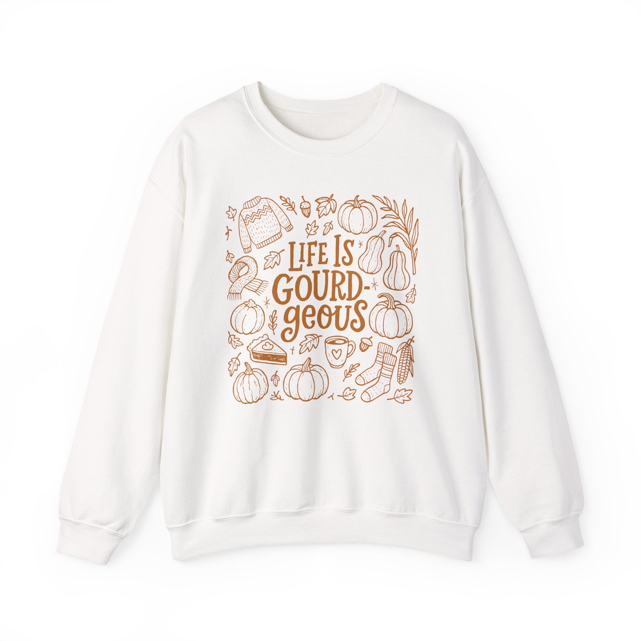 Fall-Themed Crewneck Sweatshirt - 'Life is Gourd-geous', Cozy Apparel, Autumn Outfit, Thanksgiving Gift, Harvest Season Wear