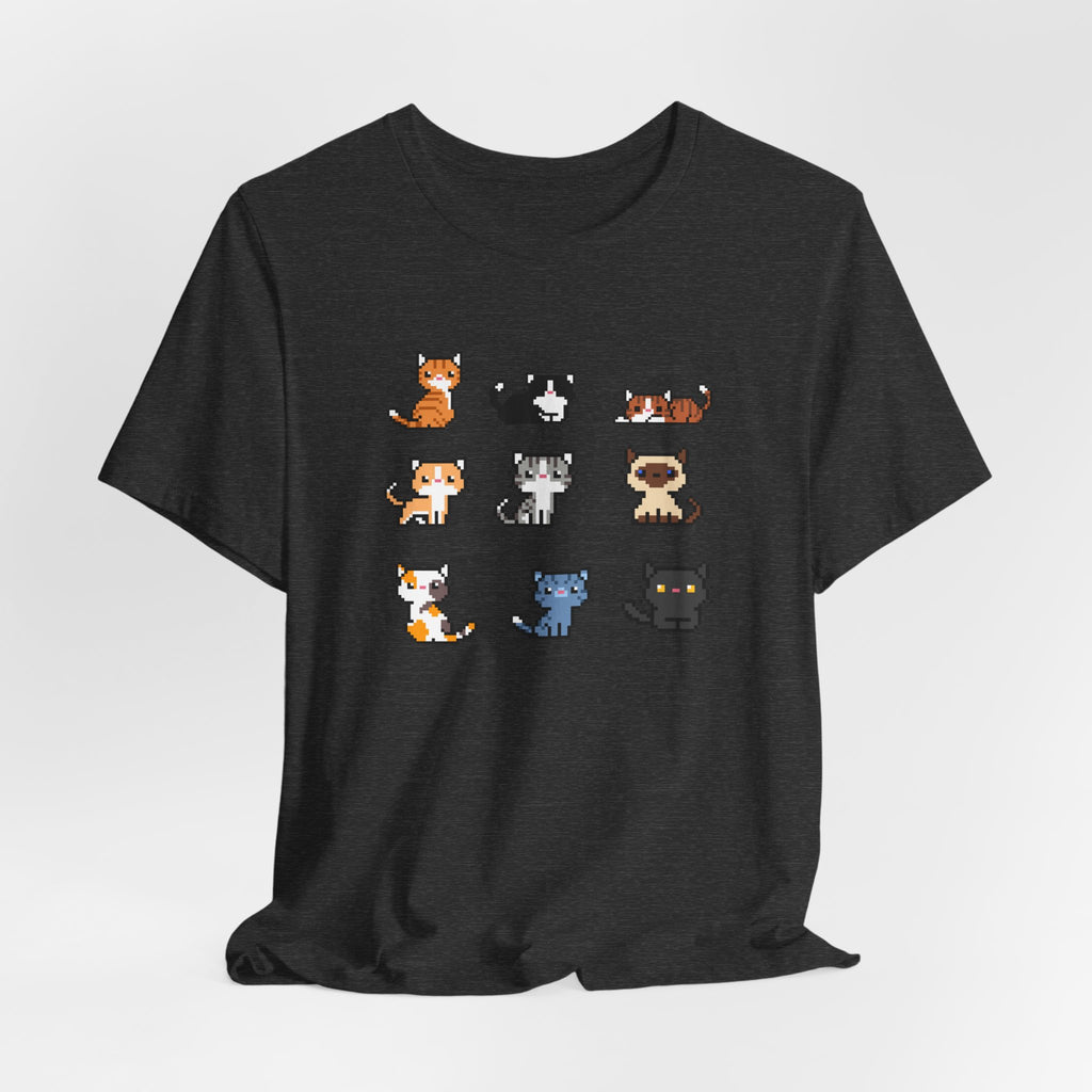 Cute Cat Pixel Art Unisex Short Sleeve Tee