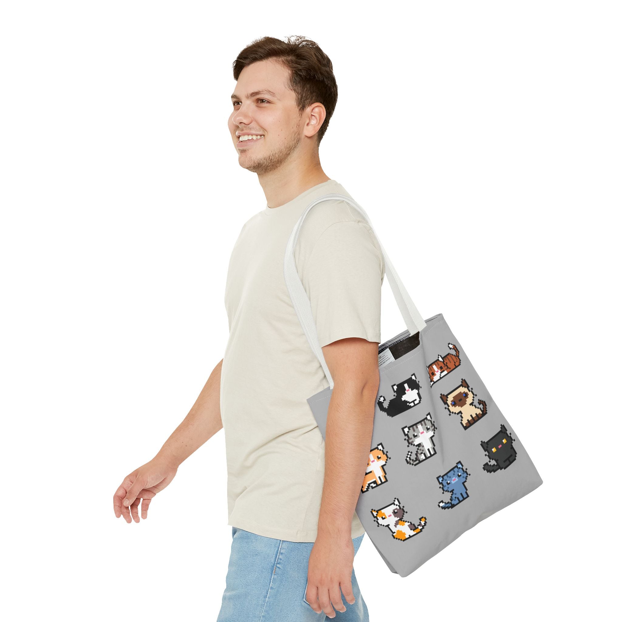 Cute Pixel Art Cat Tote Bag - Perfect for Cat Lovers & Everyday Use