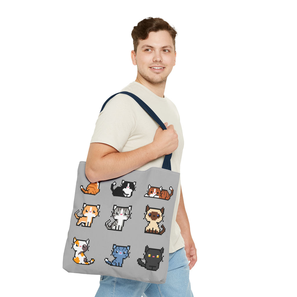Cute Pixel Art Cat Tote Bag - Perfect for Cat Lovers & Everyday Use