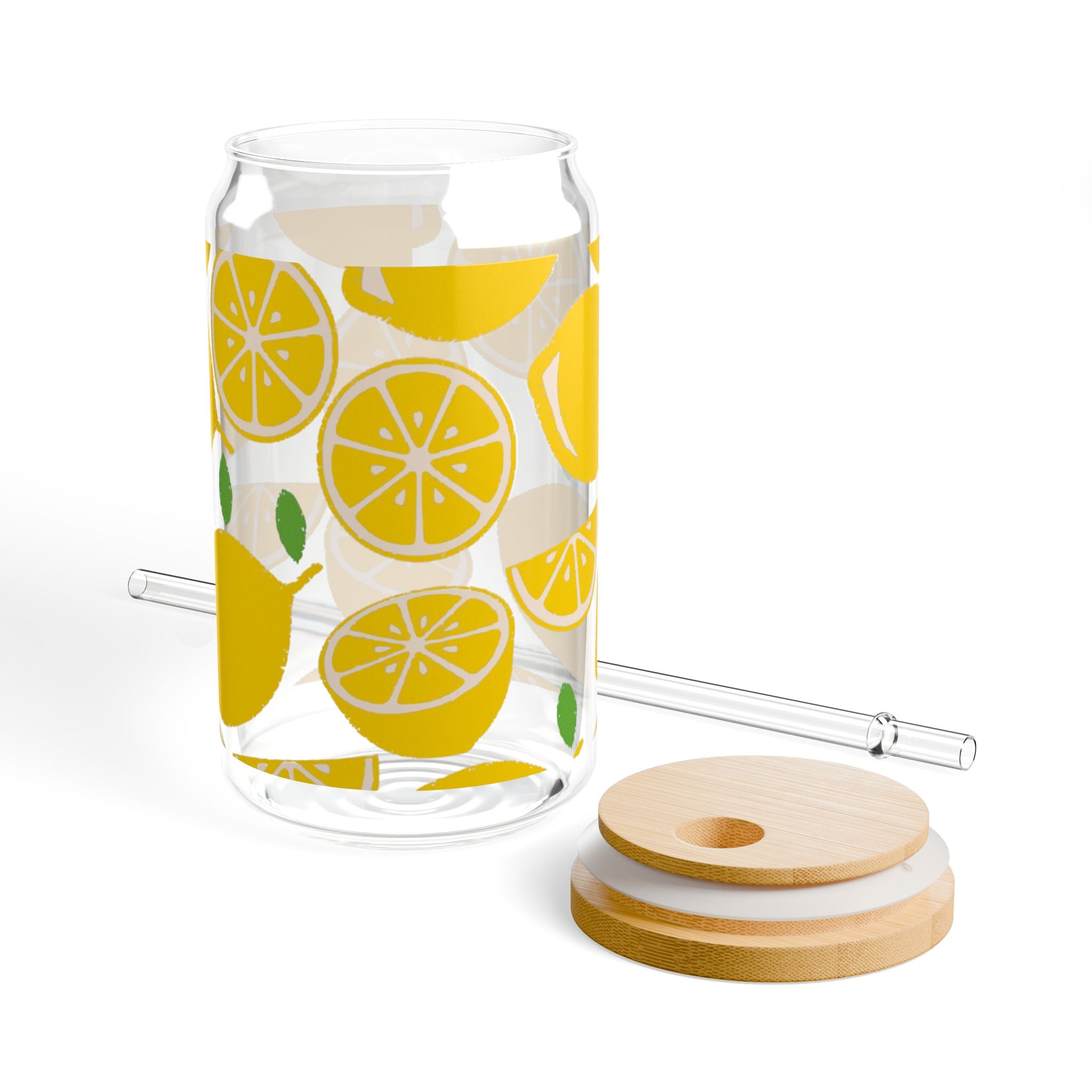 Lemonade Sipper Glass - 16oz with Straw - Perfect for Summer Refreshments & Eco-Friendly Drinking