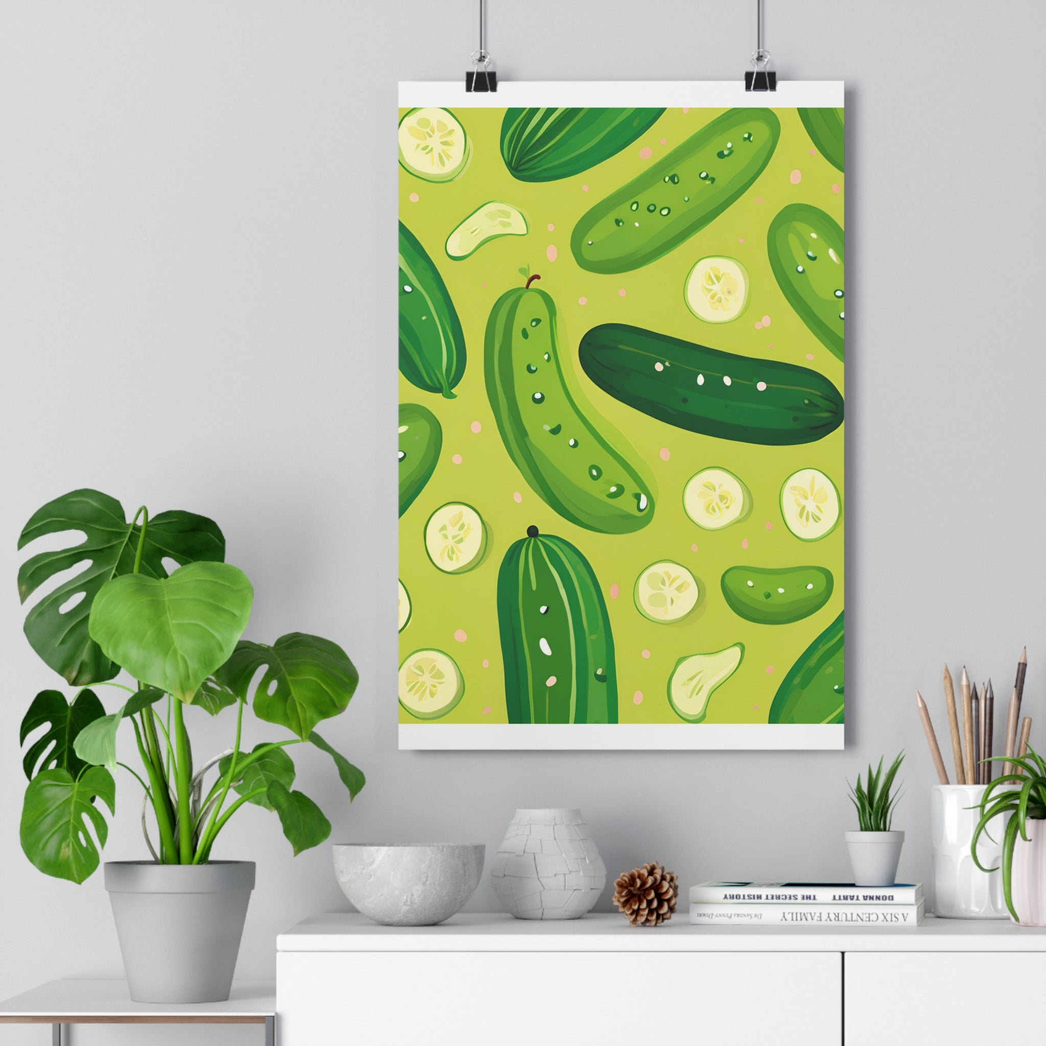 Whimsical Cucumber Giclée Art Print - Fun Kitchen Decor, Perfect for Food Lovers