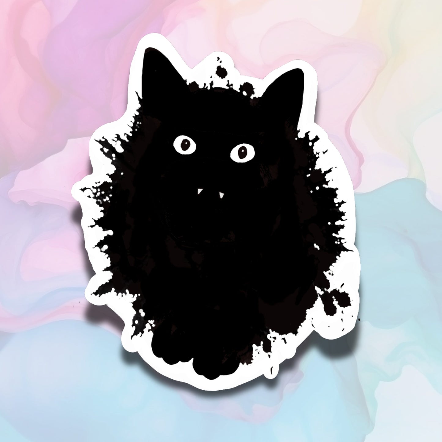 Black Cat Ink Splat- Vinyl Sticker Original Art